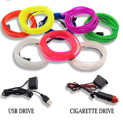 Transform Your Car with Vibrant EL Wiring Neon Strip Lights - Flexible LED Ambient Lighting for Parties and Daily Drives!