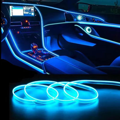 Transform Your Car with Vibrant EL Wiring Neon Strip Lights - Flexible LED Ambient Lighting for Parties and Daily Drives!