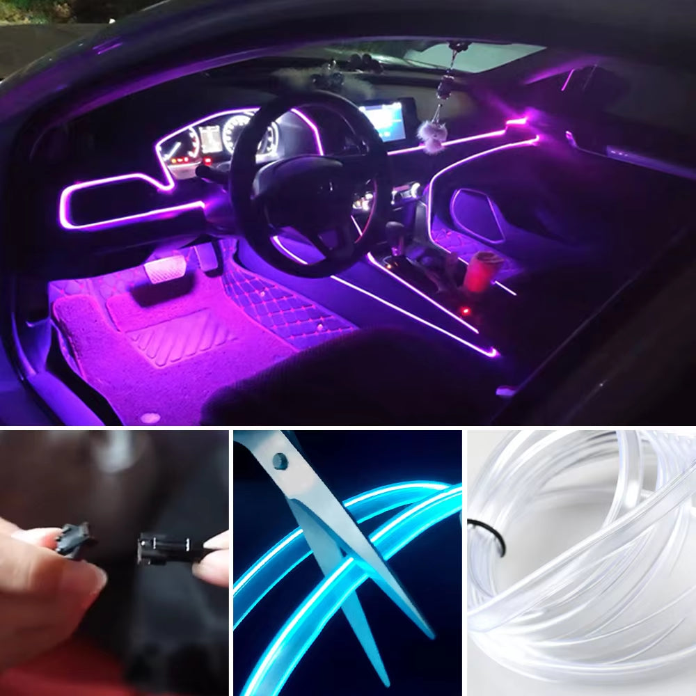 Transform Your Car with Vibrant EL Wiring Neon Strip Lights - Flexible LED Ambient Lighting for Parties and Daily Drives!