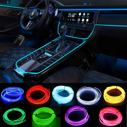 Transform Your Car with Vibrant EL Wiring Neon Strip Lights - Flexible LED Ambient Lighting for Parties and Daily Drives!