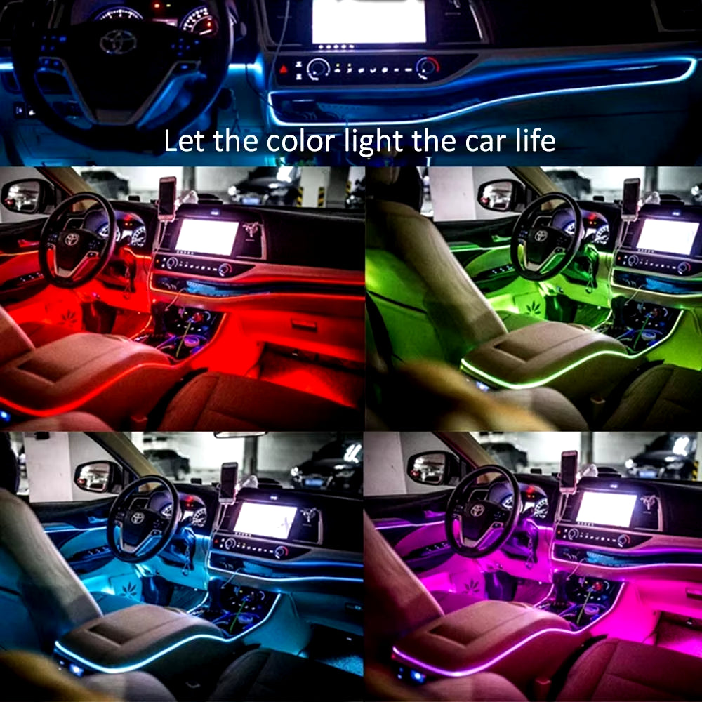 Transform Your Car with Vibrant EL Wiring Neon Strip Lights - Flexible LED Ambient Lighting for Parties and Daily Drives!